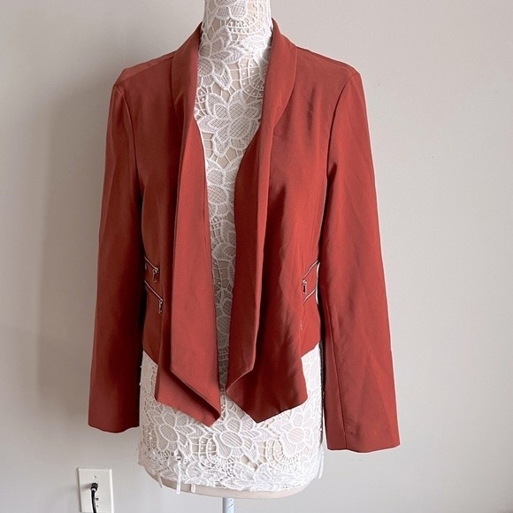 New York & Company Jackets & Blazers - 7th Avenue Design Studio for NY & Co. Burnt Orange Drape Front Blazer Jacket